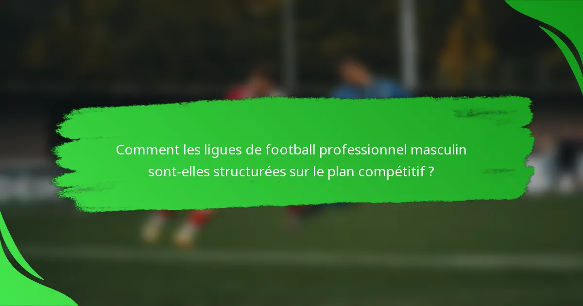 Comment les ligues de football professionnel masculin sont-elles structurées sur le plan compétitif ?